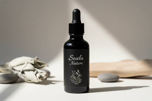 can you make  a bottle black glass for surum with logo soula nature like a natural surum